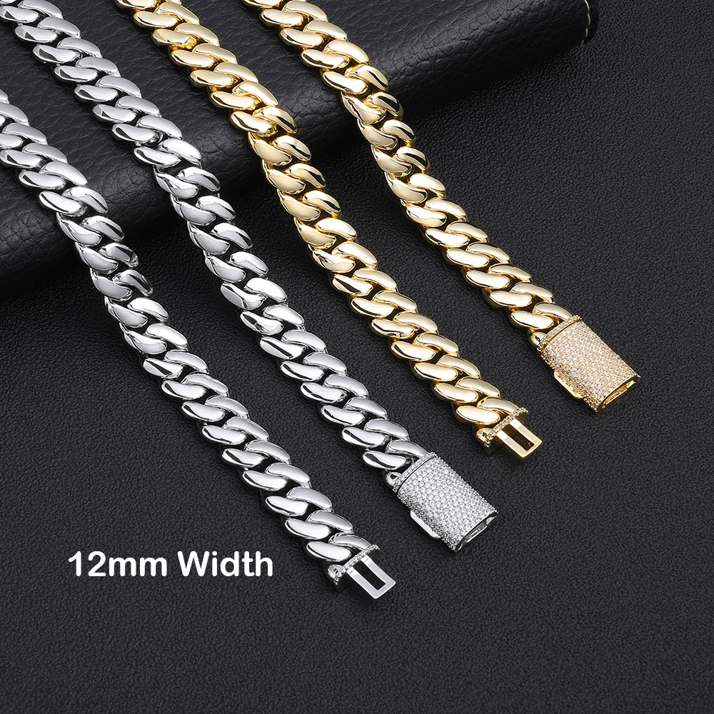 Cuban Link Chain 12Mm - ESKEEM สร้อยคอคิวบันชุบทอง 14K ขนาด 12 มม.