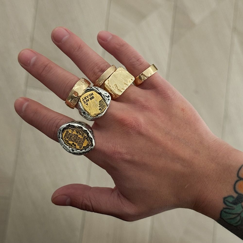 Vintage Punk Knuckle Rings Set - ชุดแหวน 6 ชิ้น/ชุด แหวนเปิดทรงเรขาคณิต แหวนพังก์ปรับขนาดได้ทำจากโลหะผสม แหวนหนาสำหรับนิ้วมือสไตล์วินเทจ