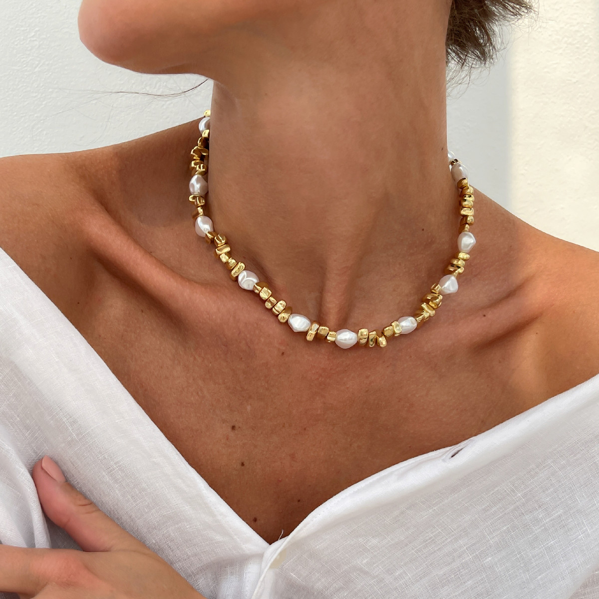 สร้อยคอโชคเกอร์มุกเทียม KunJoe - Pearl Choker Necklace Vintage บทวิจารณ์และราคา