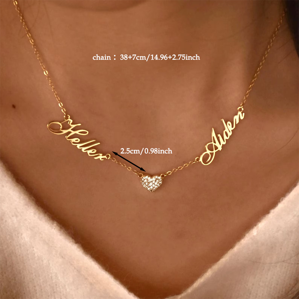 สร้อยคอสองชื่อแบบกำหนดเองสำหรั - Custom Name Necklace Stainless Steel บทวิจารณ์และราคา