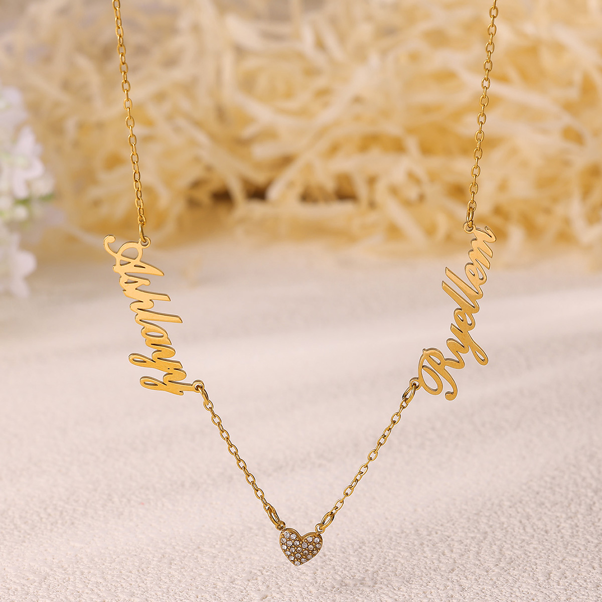 สร้อยคอสองชื่อแบบกำหนดเองสำหรั - Custom Name Necklace Stainless Steel บทวิจารณ์และราคา