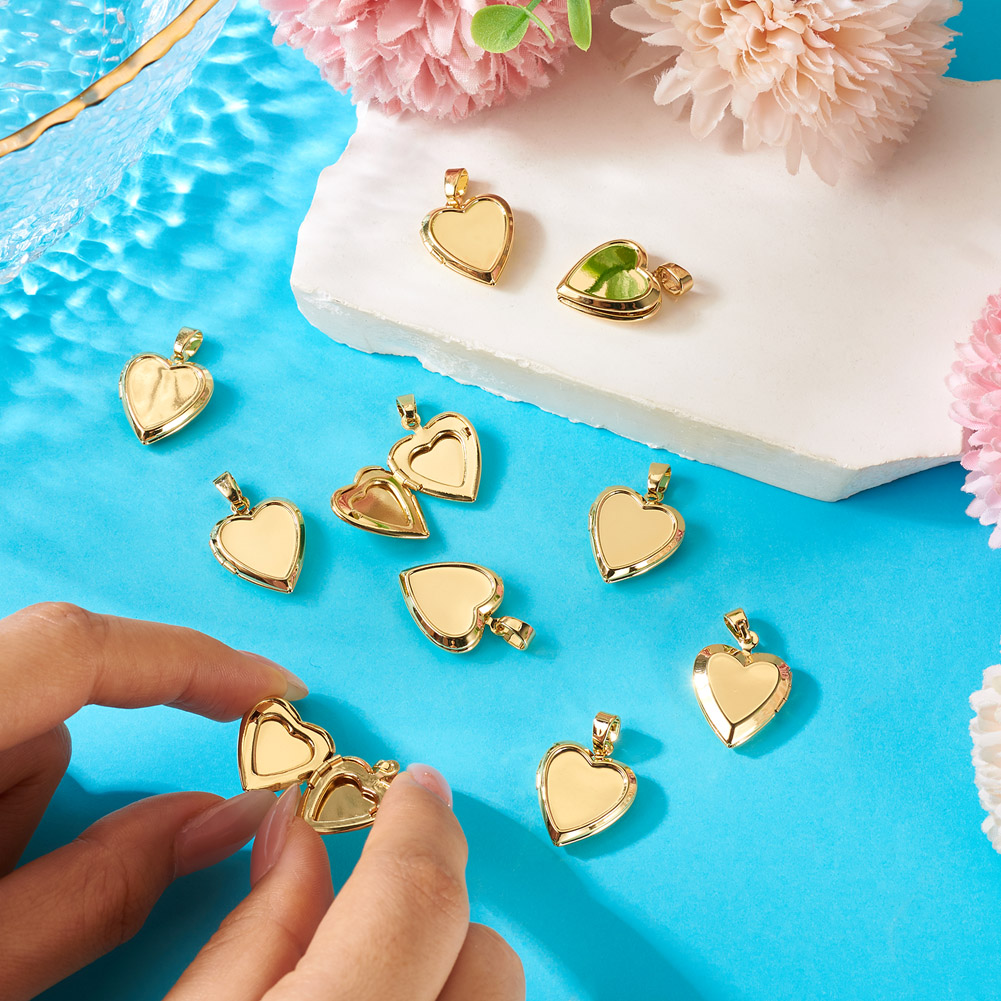 จี้รูปหัวใจแบบเปิดได้ 10 ชิ้น  - Heart Locket Necklace Photo บทวิจารณ์และราคา