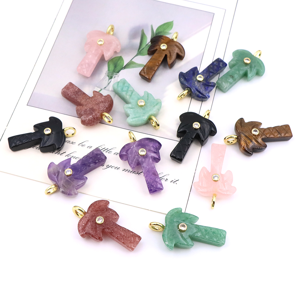 จี้รูปต้นมะพร้าวหินธรรมชาติประ - Crystal Pendant Necklace Natural Stone บทวิจารณ์และราคา
