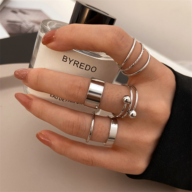 ลูกปัดโลหะ Punk แหวนชุด Sliver - Vintage Punk Knuckle Rings Set บทวิจารณ์และราคา