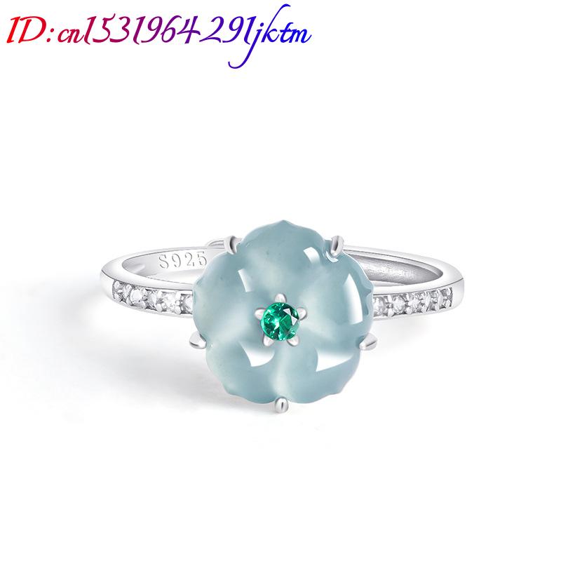 แหวนหยกพม่าสีฟ้า 925 เงินแท้ ห - Rings บทวิจารณ์และราคา
