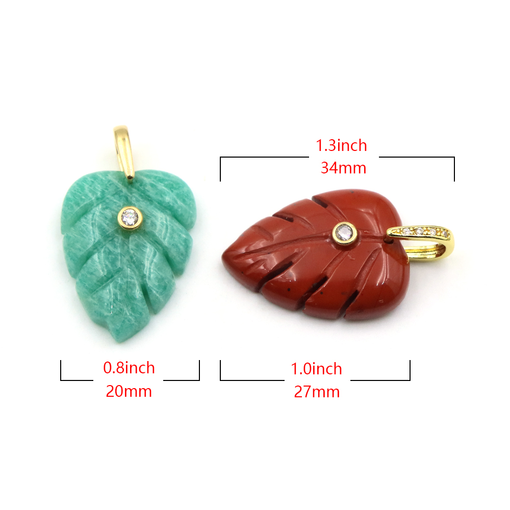 จี้ห้อยรูปใบไม้จากอัญมณีธรรมชา - Crystal Pendant Necklace Natural Stone บทวิจารณ์และราคา