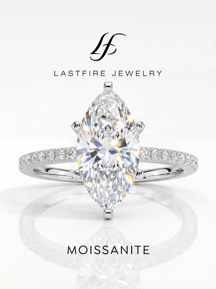 แหวนมาร์ควิสเพชรโมอิสซาไนต์แท้ - Moissanite Engagement Ring 1 Carat บทวิจารณ์และราคา