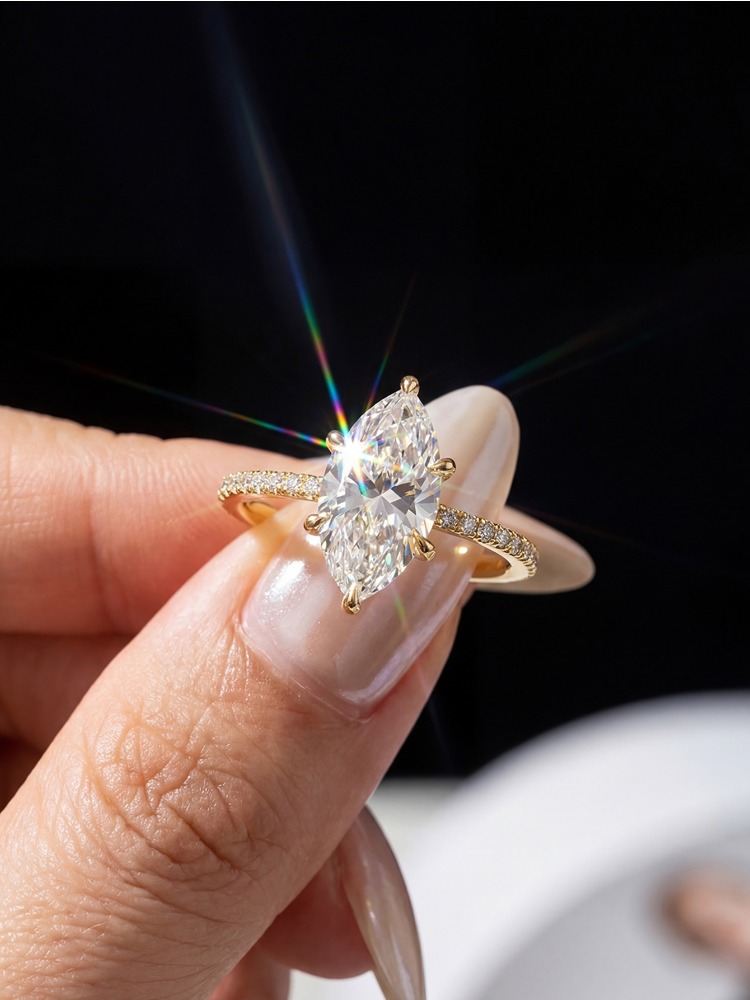แหวนมาร์ควิสเพชรโมอิสซาไนต์แท้ - Moissanite Engagement Ring 1 Carat บทวิจารณ์และราคา