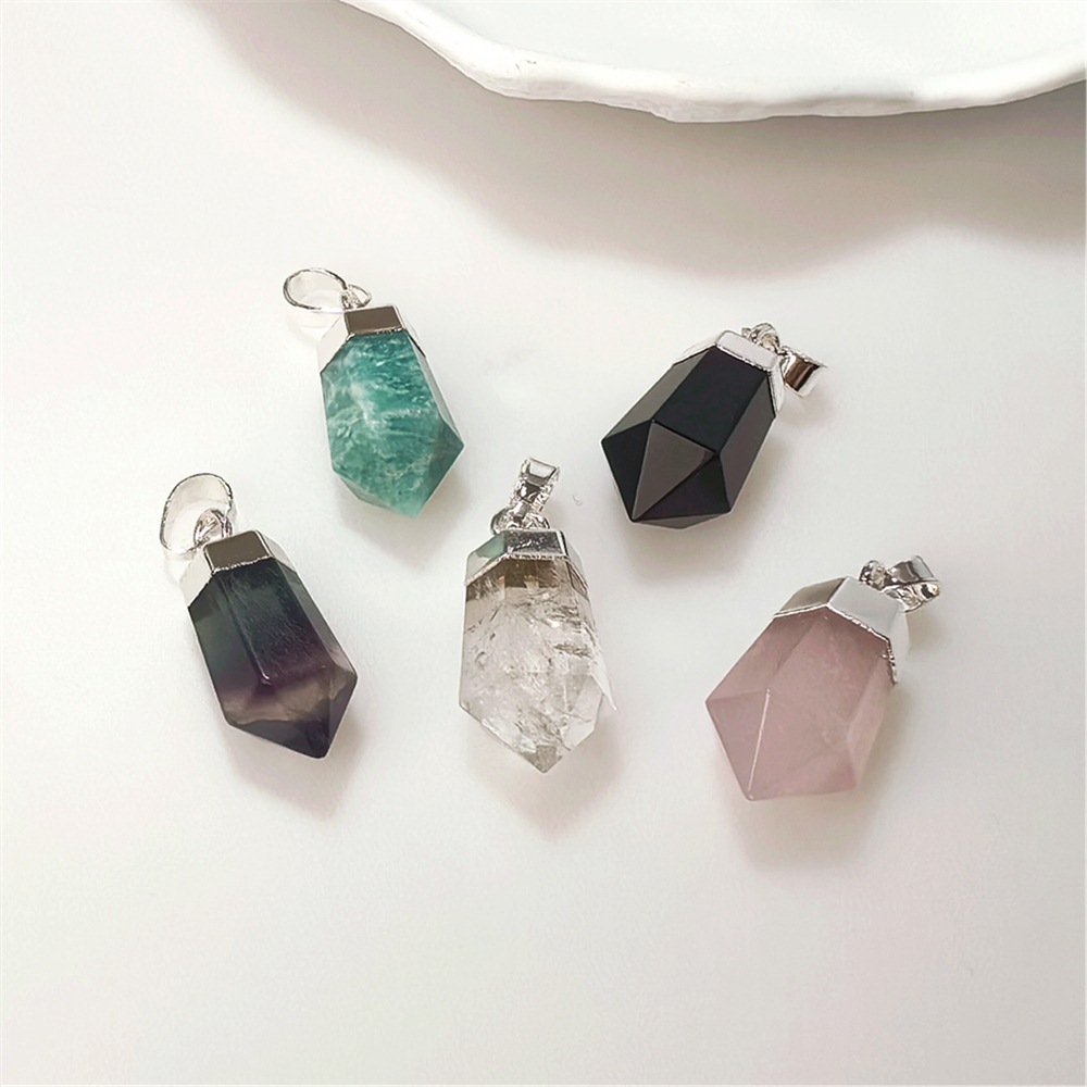 1 ชิ้นจี้คริสตัลธรรมชาติเงินหก - Crystal Pendant Necklace Natural Stone บทวิจารณ์และราคา