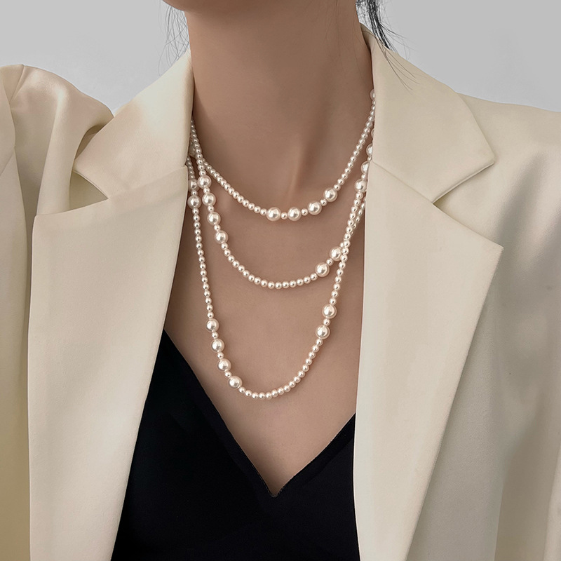 สร้อยคอมุกยาวหลายชั้นวินเทจสำห - Pearl Choker Necklace Vintage บทวิจารณ์และราคา