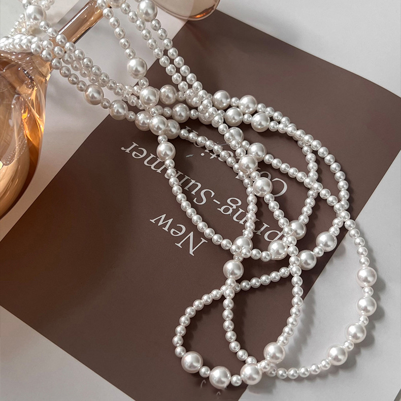สร้อยคอมุกยาวหลายชั้นวินเทจสำห - Pearl Choker Necklace Vintage บทวิจารณ์และราคา