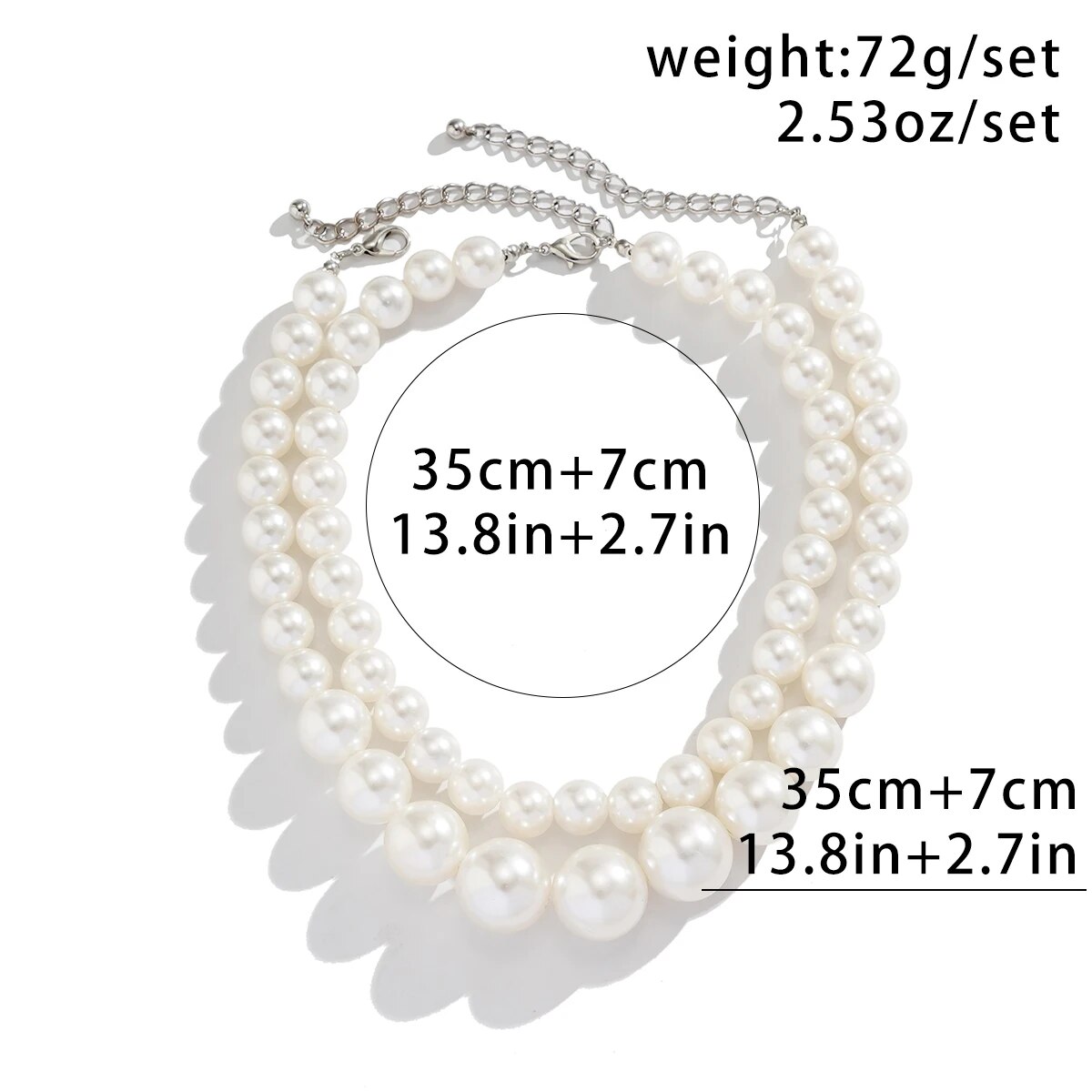 2 ชิ้น/เซ็ตยุ้ยเลียนแบบขนาดใหญ - Pearl Choker Necklace Vintage บทวิจารณ์และราคา