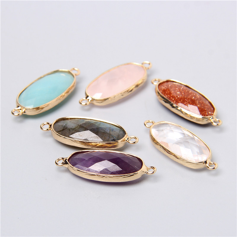 2pcs 10X26mm ธรรมชาติ Double L - Crystal Pendant Necklace Natural Stone บทวิจารณ์และราคา