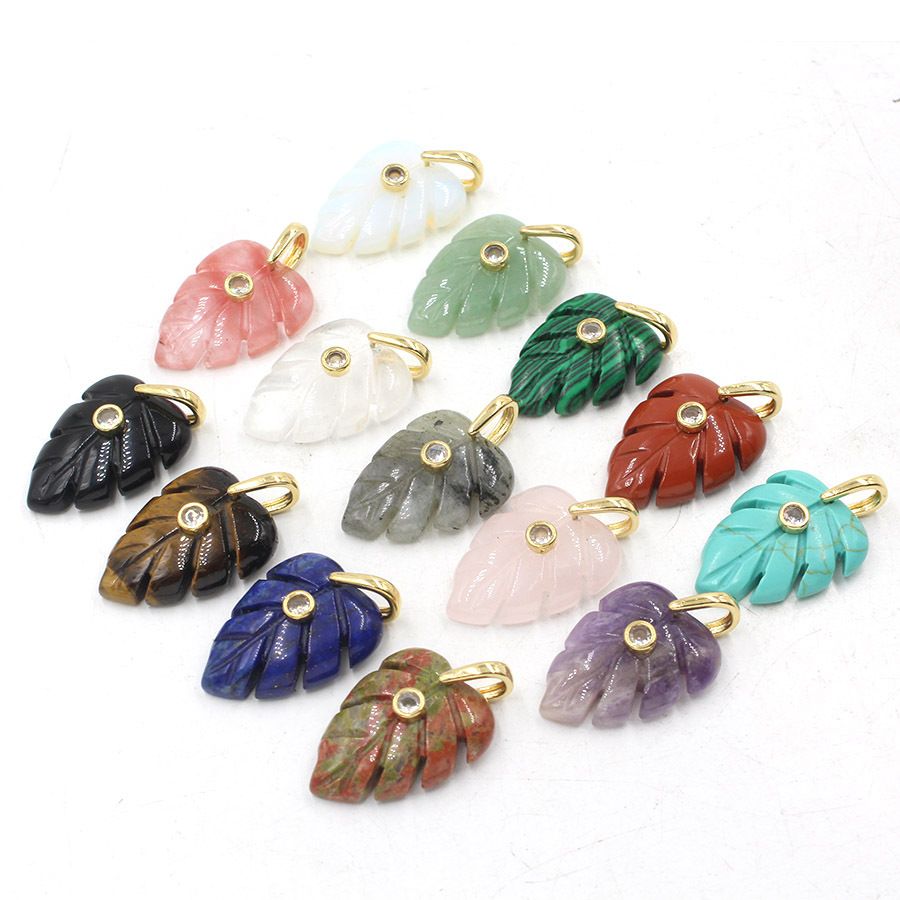 จี้คริสตัลรูปใบไม้สำหรับการบำบ - Crystal Pendant Necklace Natural Stone บทวิจารณ์และราคา